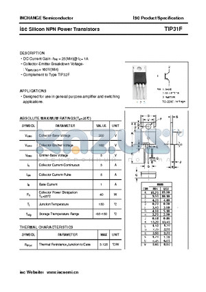 TIP31F datasheet - isc Silicon NPN Power Transistors
