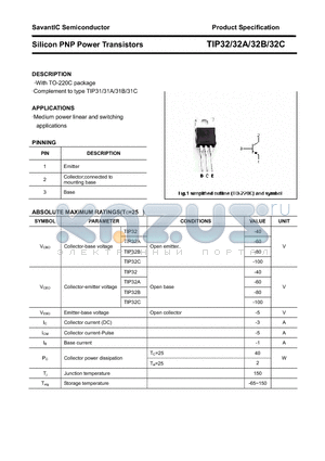 TIP32 datasheet - Silicon PNP Power Transistors