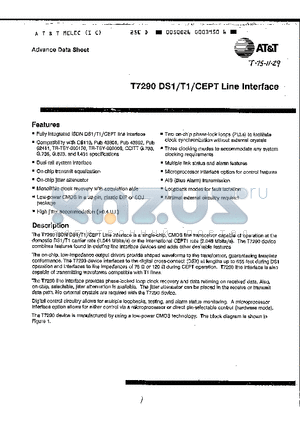 T-7290 datasheet - T7290 DS1/T1/CEPT Line Interface
