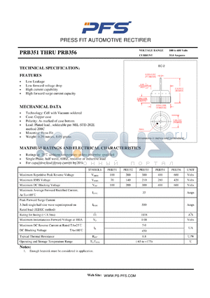 PRB351 datasheet - PRESS FIT AUTOMOTIVE RECTIFIER