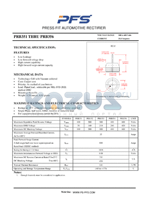 PRB354 datasheet - PRESS FIT AUTOMOTIVE RECTIFIER