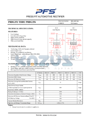 PRBG351 datasheet - PRESS FIT AUTOMOTIVE RECTIFIER