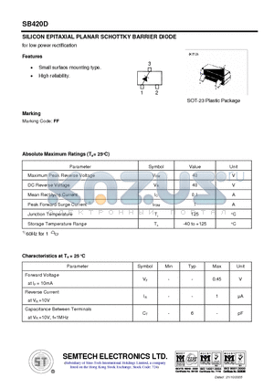 SB420D datasheet - SILICON EPITAXIAL PLANAR SCHOTTKY BARRIER DIODE
