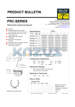 PRC0201HTC5 datasheet - PRECISION SURFACE MOUNT