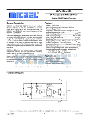 MIC4129YME datasheet - 6A-Peak Low-Side MOSFET Driver