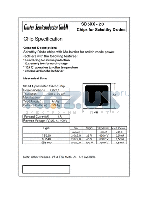 SB5100-2.0 datasheet - Chips for Schottky Diodes