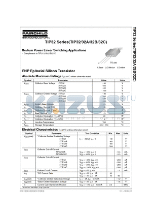 TIP32C datasheet - Medium Power Linear Switching Applications