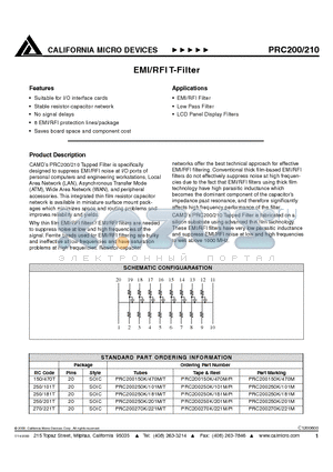 PRC200250K181MT datasheet - EMI/RFIT-FILTER