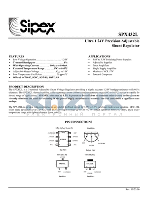 SPX432N datasheet - Ultra 1.24V Precision Adjustable Shunt Regulator