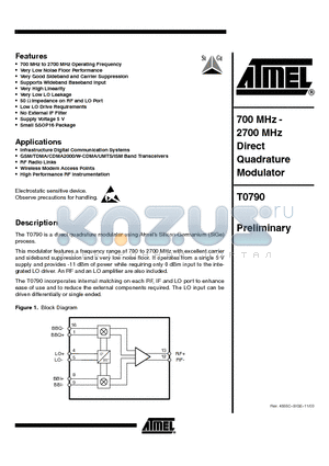T0790 datasheet - 700 MHz - 2700 MHz Direct Quadrature Modulator