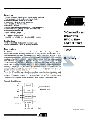 T0806 datasheet - 3 CHANNEL LASER DRIVER WITH RF OSCILLATOR AND 2 OUTPUTS