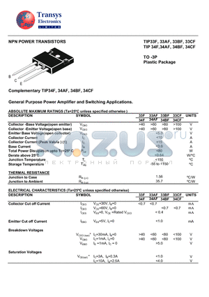 TIP33BF datasheet - NPN POWER TRANSISTORS