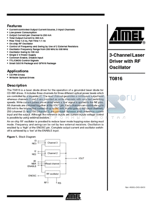 T0816 datasheet - 3 - CHANNEL LASER DRIVER WITH RF OSCILLATOR