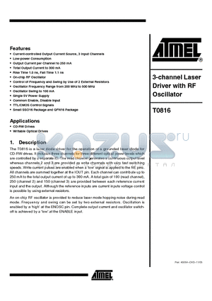 T0816-PEQG datasheet - 3-channel Laser Driver with RF Oscillator