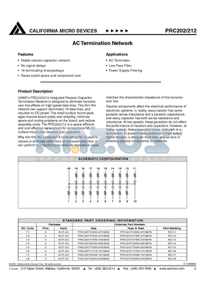 PRC202 datasheet - AC TERMINATION NETWORK