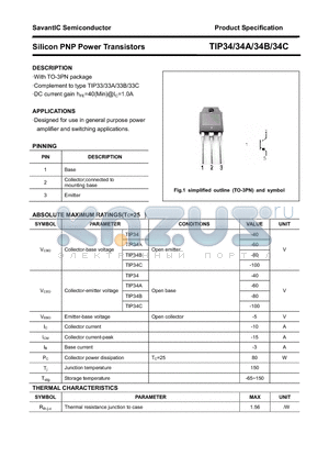 TIP34 datasheet - Silicon PNP Power Transistors