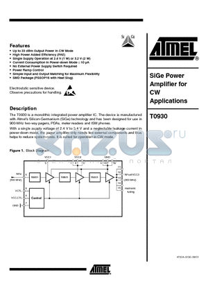 T0930-TJQ datasheet - SiGe Power Amplifier for CW Applications