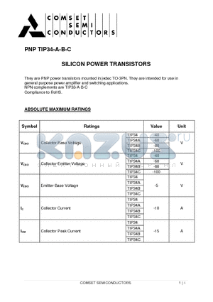 TIP34A datasheet - SILICON POWER TRANSISTORS