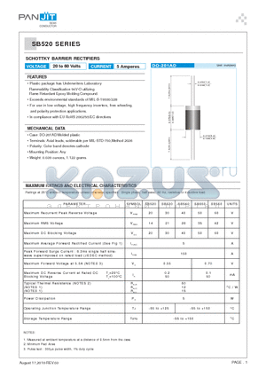 SB520_10 datasheet - SCHOTTKY BARRIER RECTIFIERS