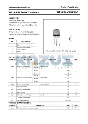 TIP34B datasheet - Silicon PNP Power Transistors