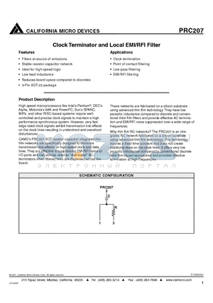 PRC207560J/680M datasheet - CLOCK TERMINATOR AND LOCAL EMI/RFI FILTER