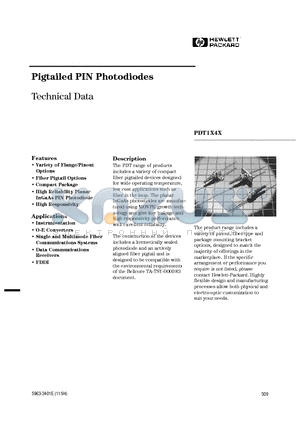 PDT1X4X datasheet - Pigtailed PIN Photodiodes