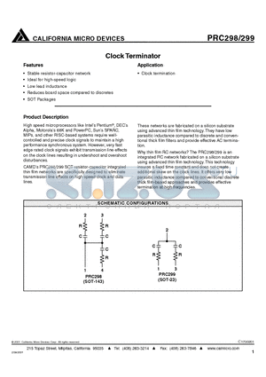 PRC299 datasheet - CLOCK TERMINATOR