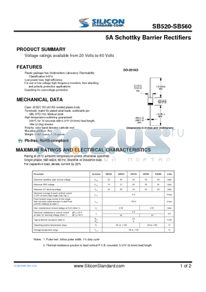 SB540 datasheet - 5A Schottky Barrier Rectifiers