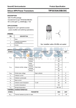 TIP35B datasheet - Silicon NPN Power Transistors