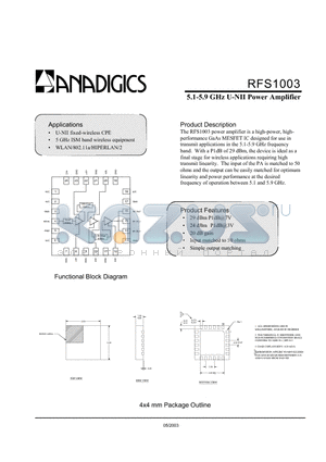 PRFS-1003-0006 datasheet - 5.1-5.9 GHz U-NII Power Amplifier