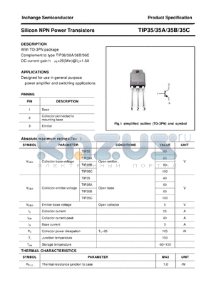 TIP35C datasheet - Silicon NPN Power Transistors