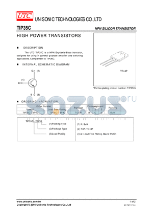 TIP35C datasheet - HIGH POWER TRANSISTORS