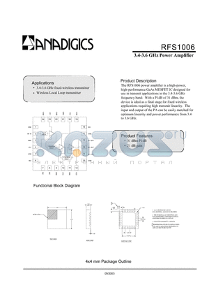 PRFS-1006-0006 datasheet - 3.4-3.6 GHz Power Amplifier