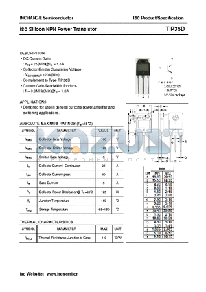 TIP35D datasheet - isc Silicon NPN Power Transistor