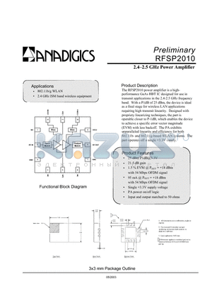 PRFS-P2010-EVL datasheet - 2.4-2.5 GHz Power Amplifier