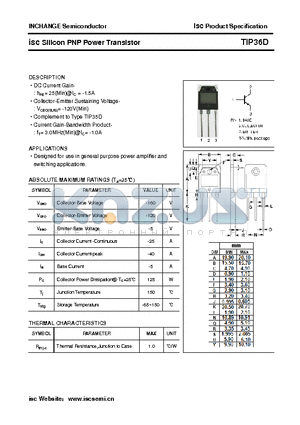 TIP36D datasheet - isc Silicon PNP Power Transistor