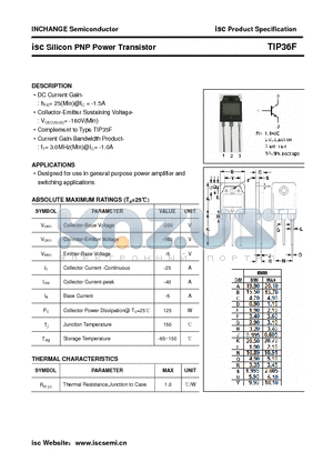 TIP36F datasheet - isc Silicon PNP Power Transistor