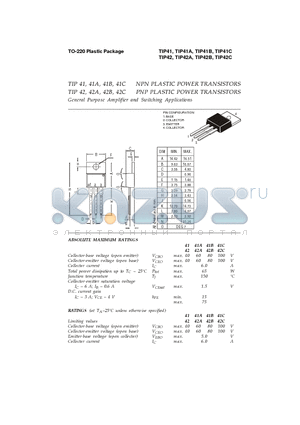 TIP41 datasheet - General Purpose Amplifier and Switching Applications