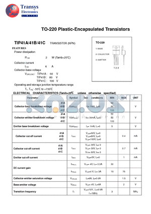 TIP41AC datasheet - Plastic-Encapsulated Transistors