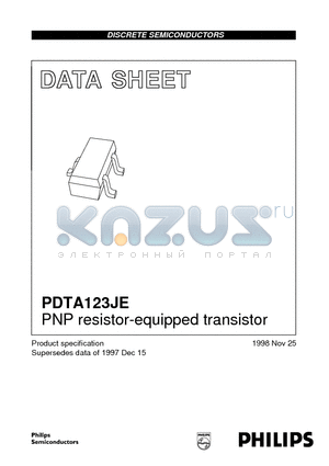 PDTA123JE datasheet - PNP resistor-equipped transistor