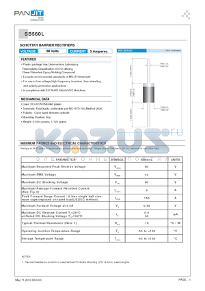 SB560L datasheet - SCHOTTKY BARRIER RECTIFIERS