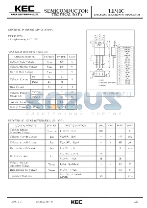 TIP41C datasheet - EPITAXIAL PLANAR NPN TRANSISTOR (GENERAL PURPOSE)