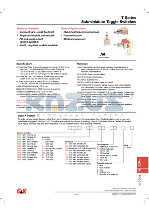 T101P3HBE datasheet - Subminiature Toggle Switches