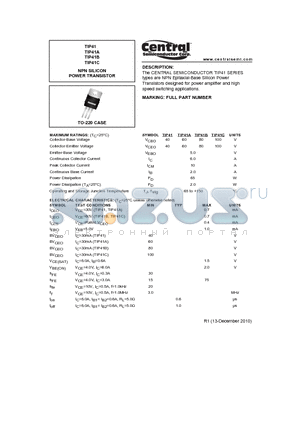 TIP41C datasheet - NPN SILICON POWER TRANSISTOR