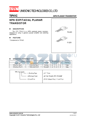 TIP41C datasheet - NPN EXPITAXIAL PLANAR TRANSISTOR