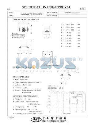 SQ0504100ML datasheet - SMD POWER INDUCTOR