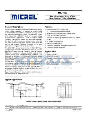 MIC4682_07 datasheet - Precision Current Limit SOIC-8 SuperSwitcher Buck Regulator