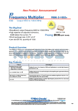 RMK-3-1052+ datasheet - Frequency Multiplier