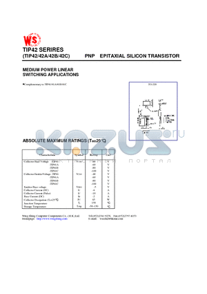 TIP42 datasheet - PNP EPITAXIAL SILICON TRANSISTOR(MEDIUM POWER LINEAR SWITCHING APPLICATIONS)