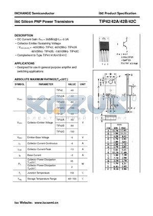 TIP42 datasheet - isc Silicon PNP Power Transistors